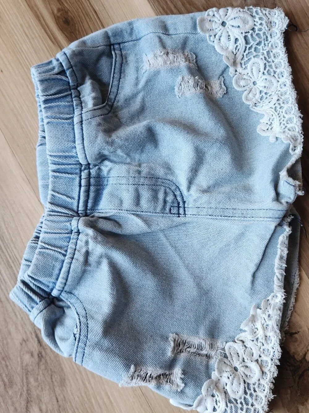 Little girl decorative lacey and floral jean shorts bundle size 5-6